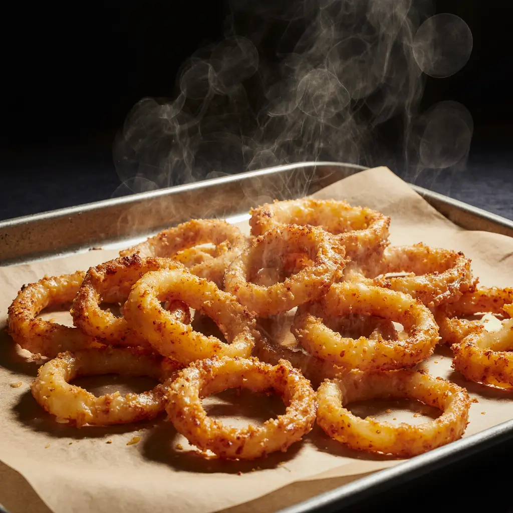Cheesy Onion Rings Keto – The Ultimate Low-Carb Crunchy Snack 9 crispy baked cheesy onion rings keto on oven tray