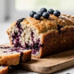 Banana Blueberry Cottage Cheese Bread: The Best Moist & Healthy Recipe 7 banana blueberry cottage cheese bread on a cutting board