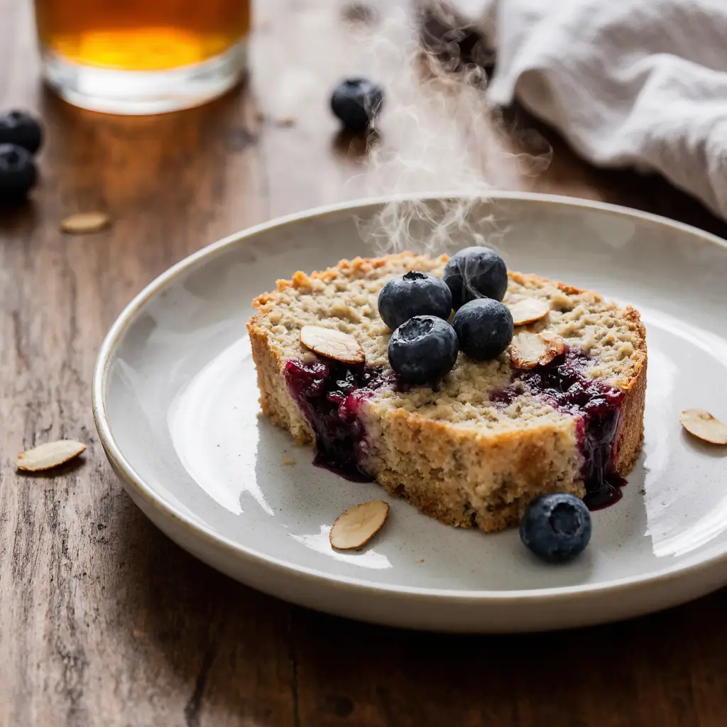 Banana Blueberry Cottage Cheese Bread: The Best Moist & Healthy Recipe 10 slice of banana blueberry cottage cheese bread on plate
