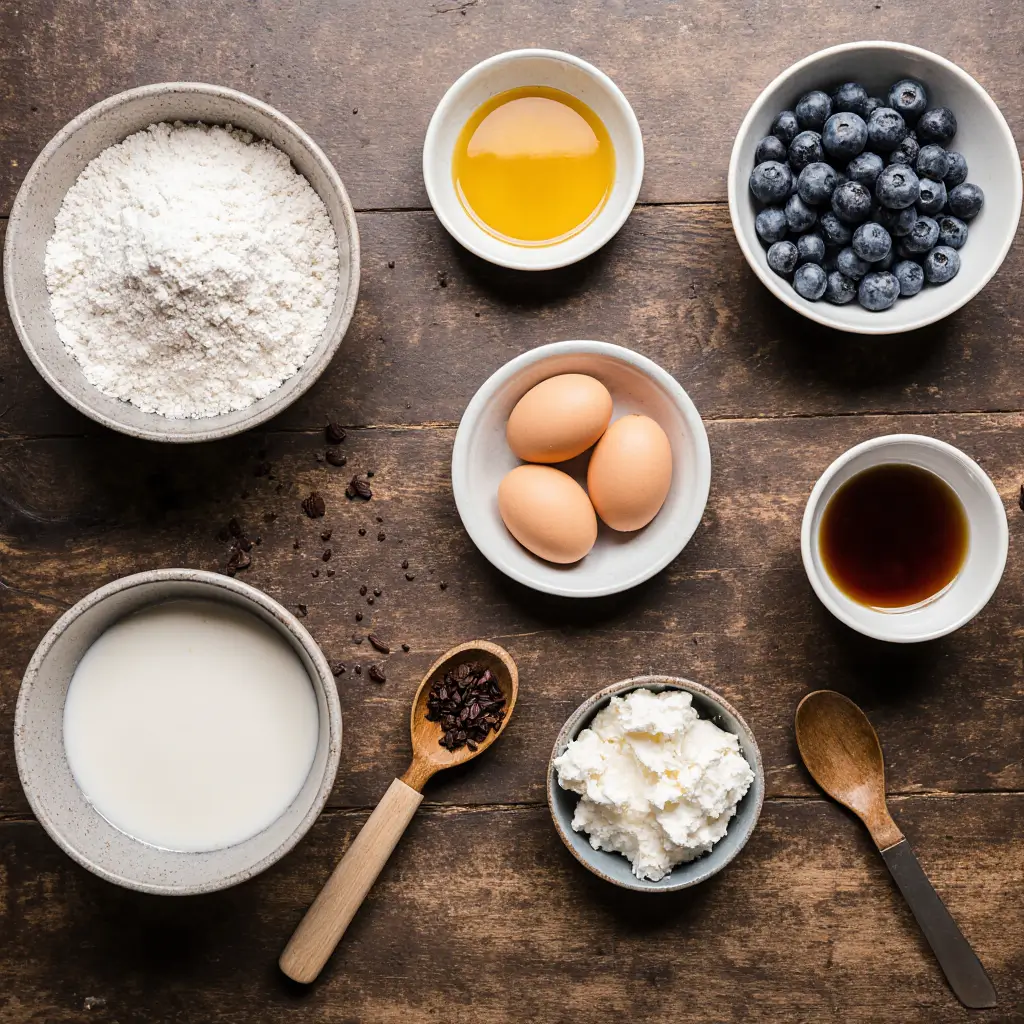 Blueberry Bread with Cottage Cheese: 7 Reasons You’ll Love This Protein-Packed Treat 8 Ingredients for blueberry bread with cottage cheese displayed on kitchen counter