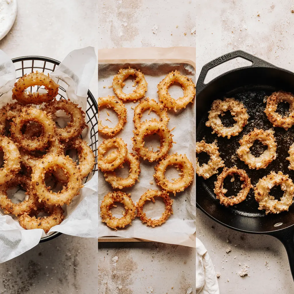 Keto Onion Cheese Rings Recipe: 5-Ingredient Low-Carb Crunch You’ll Love 10 keto onion cheese rings cooked using air fryer, oven, and skillet methods