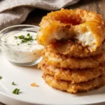 Keto Onion Cheese Rings Recipe: 5-Ingredient Low-Carb Crunch You’ll Love 7 keto onion cheese rings with ranch dip on a plate