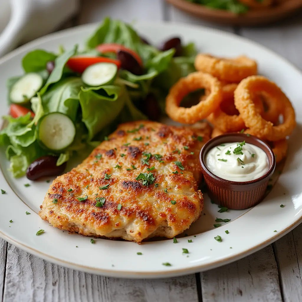 Crispy & Guilt-Free: The Ultimate Keto Onion Ring Guide for Low-Carb Lovers 10 Keto meal with grilled chicken, salad, and onion rings