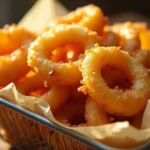 Keto Onion Rings with Parmesan Cheese – The Ultimate Low-Carb Crunch 7 Crispy keto onion rings with parmesan cheese served in a basket