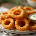 The Ultimate Keto Onion Rings Recipe for a Guilt-Free Crunch 7 plate of keto onion rings recipe with garlic herb dip