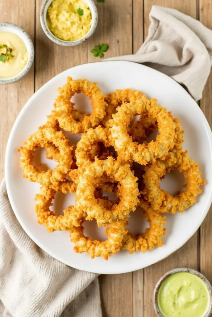 The Ultimate Keto Onion Rings Recipe for a Guilt-Free Crunch 10 plate of keto onion rings recipe with low-carb dipping sauces