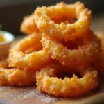 Keto Onion Rings with Cheese: The Best Low-Carb Comfort Snack of the Year 7 Keto onion rings with cheese on a rustic wooden board