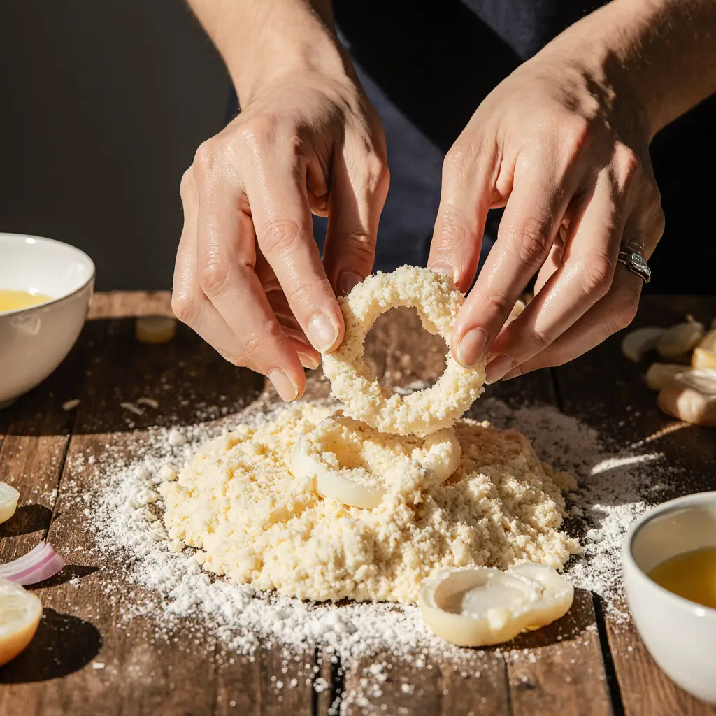 Cheesy Onion Rings Keto – The Ultimate Low-Carb Crunchy Snack 8 coating cheesy onion rings keto with almond flour and cheese