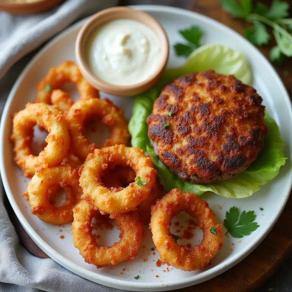 Keto Onion Ring Recipe: Irresistible Low-Carb Crunch You’ll Love 10 Spicy keto onion rings served with keto burger